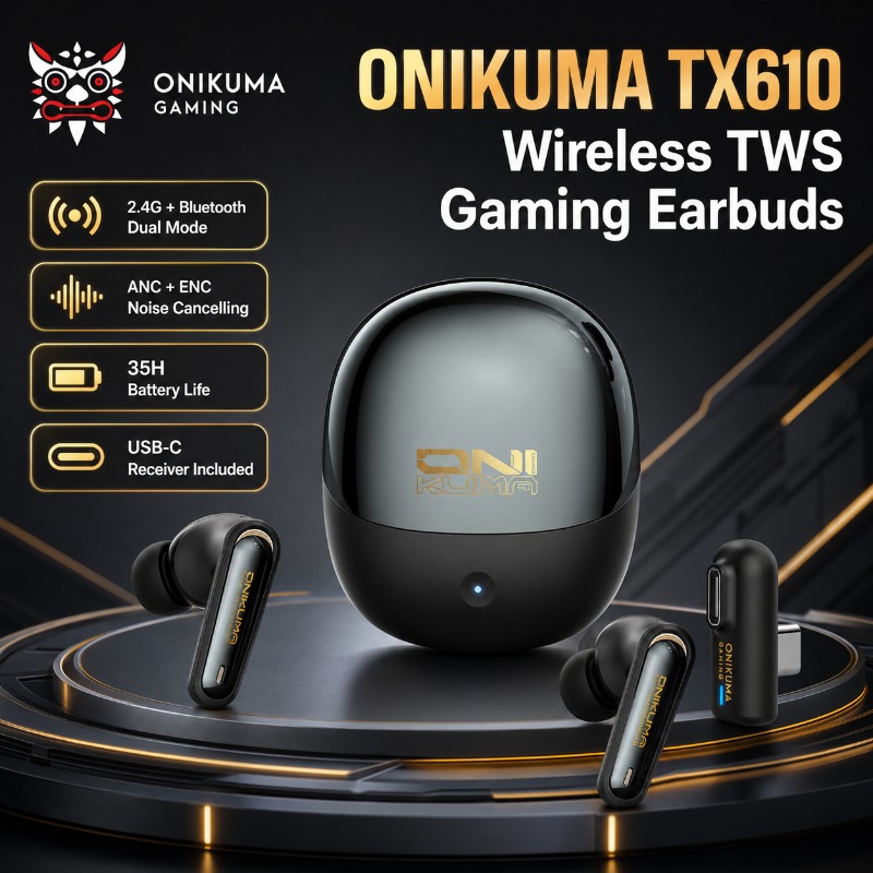 Esports Wireless Gaming Headset - ONIKUMA TX610 Kablosuz Oyun Kulaklıkları Çift