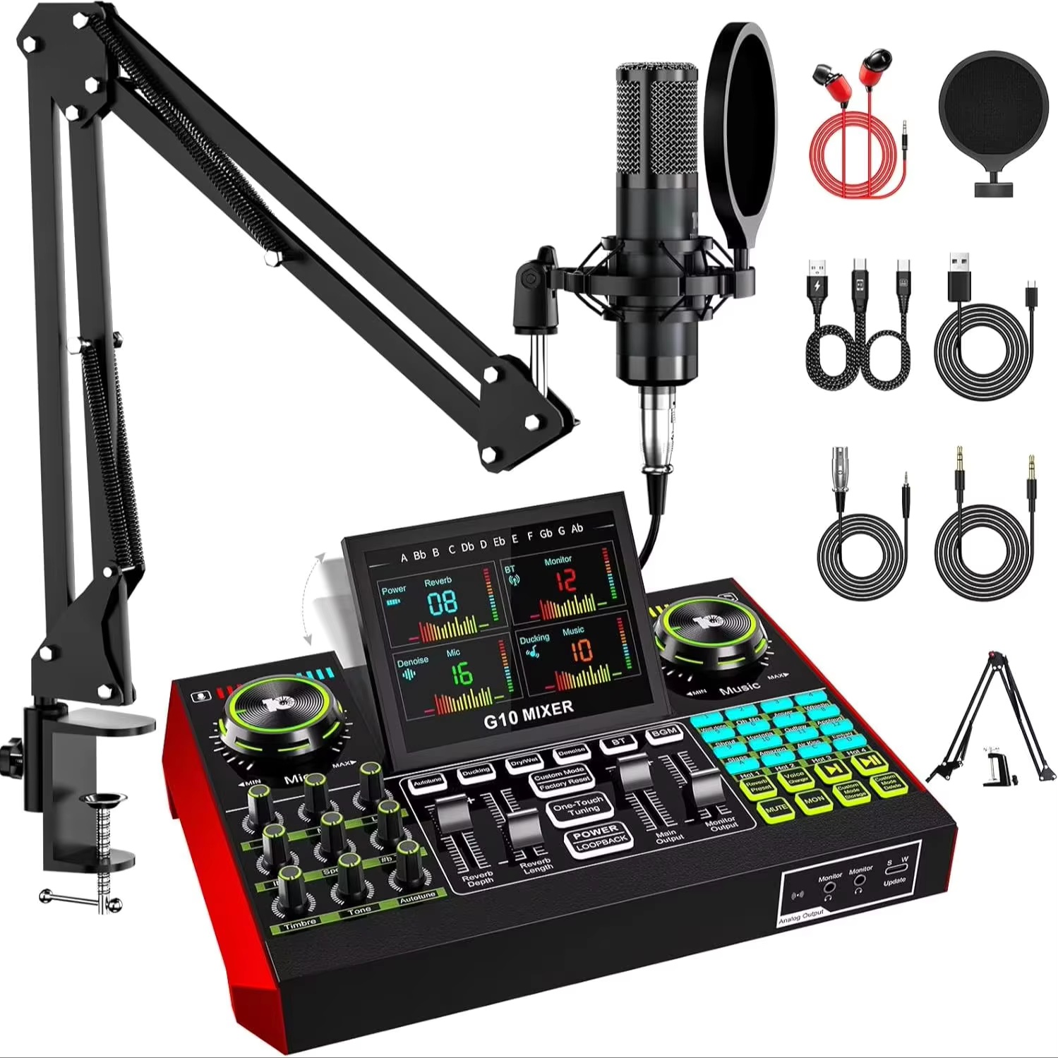 Streaming Mic Condenser - Tenlamp G10 Canlı Yayın Ses Arabirimi